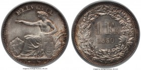 Confederation Franc 1850-A MS67 PCGS, KM9. An exceptionally preserved example of this type, with russet toning along the periphery and deep cartwheel ...