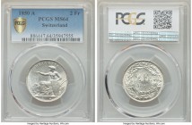 Confederation 2 Francs 1850-A MS64 PCGS, Paris mint, KM10. A blast white example with fully rendered detail.

HID99912102018