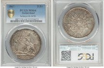 Confederation "Schwyz Shooting Festival" 5 Francs 1867 MS64 PCGS, KM-XS9, Richter-1070. An iconic shooting taler reminiscent of early Swiss cantonal i...