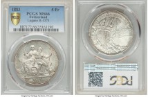 Confederation "Lugano Shooting Festival" 5 Francs 1883 MS66 PCGS, KMX-S16. Fully brilliant, with a satisfying dispersion of light tone.

HID9991210201...
