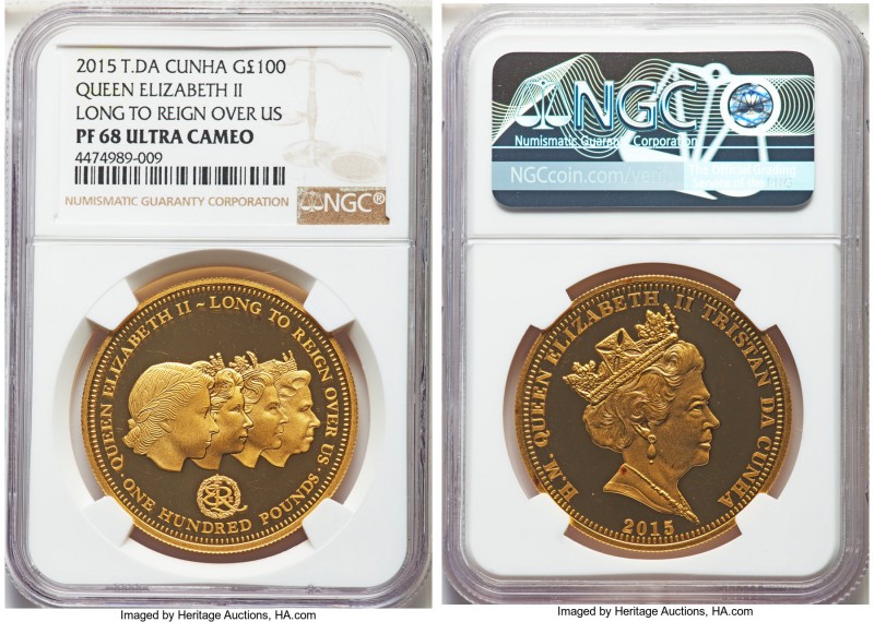 Elizabeth II gold Proof "Long to Reign over Us" 100 Pounds PR68 Ultra Cameo NGC,...