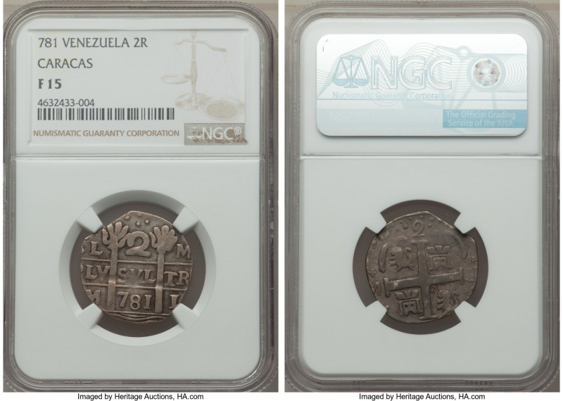 Caracas. Royalist and/or Republican 2 Reales (Macuquinas) L-M 781 F15 NGC, Carac...