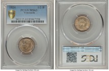 Republic 1/2 Bolivar 1924 MS63 PCGS, KM-Y21. A conditionally scarce type. Gold-toned with a sliver of silver visible on the obverse.

HID99912102018
