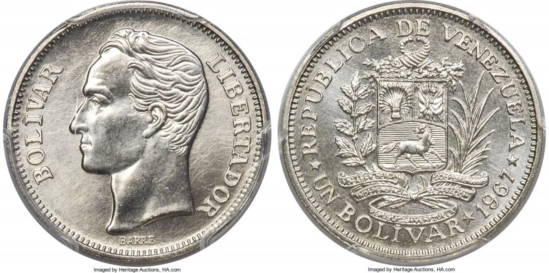 Republic Specimen Bolivar 1967-(l) SP68 PCGS, British Royal mint, KM-Y42. Virtua...