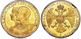 Alexander I gold 4 Dukata 1931-(K) MS62 NGC, Belgrade mint, KM14.1. With sword countermark to right of Alexander's shoulder. AGW 0.4425 oz.

HID999121...