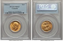 George V 7-Piece Complete Set of Certified gold Colonial Sovereigns PCGS, 1) Australia 1918-M - MS63, Melbourne mint, KM29 2) Australia 1920-P - MS63,...