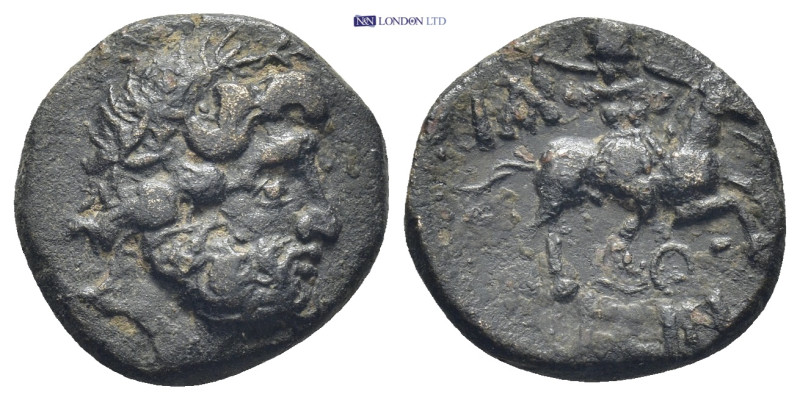 Pisidia, Isinda Æ (18mm, 3.3 g). Dated CY 11 = 15/4 BC(?). Laureate head of Zeus...