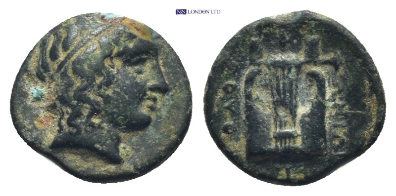 IONIA. Kolophon. Ae (10mm, 1.21 g) (Circa 389-350 BC). Obv: Head of Apollo right...