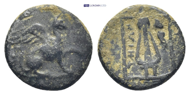 IONIA. Teos. Ae (12mm, 1.37 g) (Circa 210-190 BC). Obv: Griffin seated right, ra...