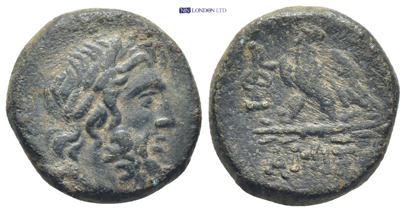 Pontos, Amisos, AE. Circa 100-85 BC. (9.11 Gr. 19mm.)
 Laureate head of Zeus rig...