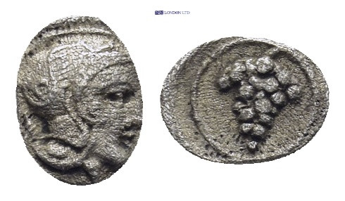 Cilicia. Soloi. AR Tetartemorion, (7mm, 0.19 g). Circa 410-375 BC. Obv: Helmeted...