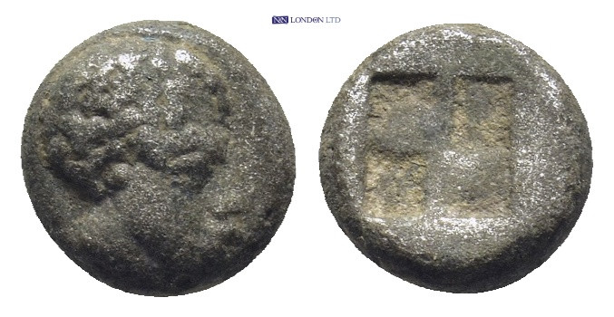 Asia Minor Uncertain ( 8mm, 0.94 g) Male head to right, with short hair and stra...