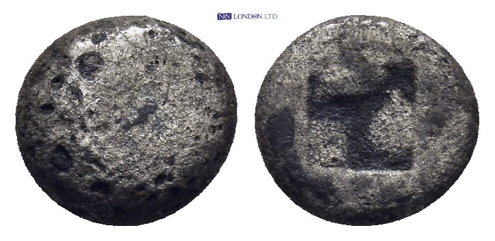 Asia Minor, uncertain mint AR Ingot. (9mm, 0.86 g) 6th-5th centuries BC. Uncut "...