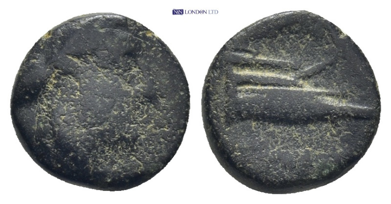 Caria, Knidos, c. 250-210 BC. Æ (11mm, 1.88 g). Laureate head of Apollo r. R/ Pr...