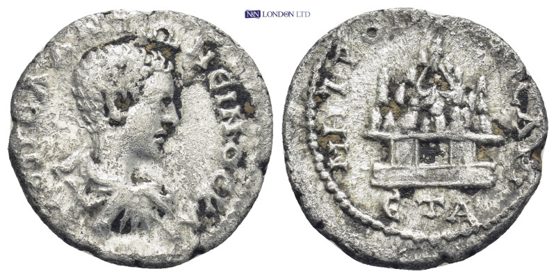 Roman Provincial
Diadumenian, as Caesar, AR Drachm of Caesarea, Cappadocia. Dat...