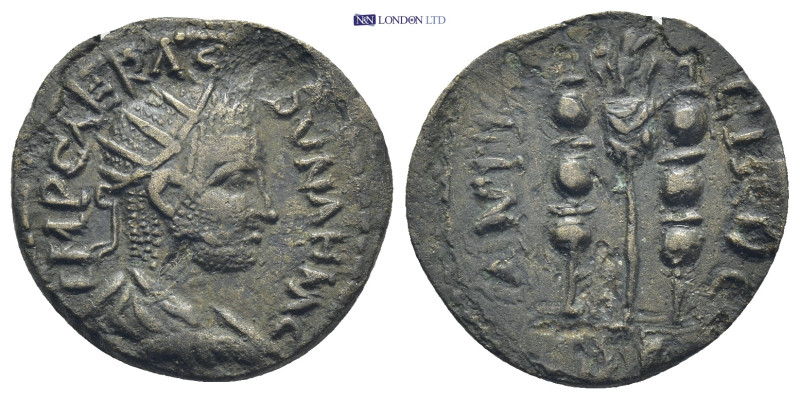 PISIDIA, Antiochia. Valerian I. AD 253-260. Æ (21mm, 4.7 g). Radiate, draped, an...