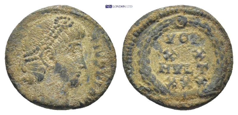 Constantius II (Caesar, 324-337). Æ (14mm, 1.5 g). Diademed head r. R/ VOT XX MV...