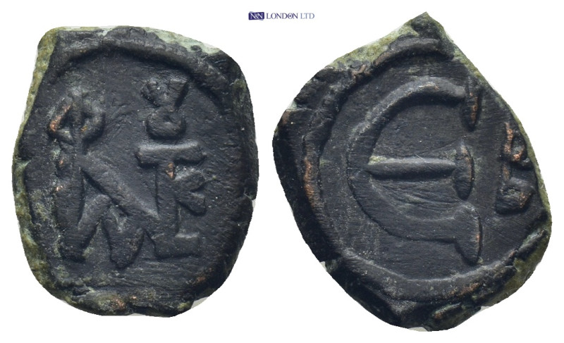 Justin II, 565 - 578 AD AE Pentanummium, Constantinople (2.6 Gr. 15mm.)
 Monogra...