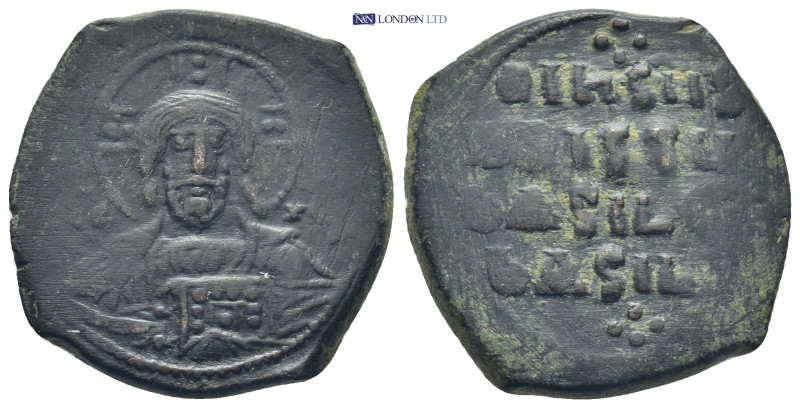 Anonymous Follis 976-1028 AD. Constantinople (12.07 Gr. 27mm.)
 +EMMANOVHA legen...