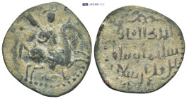 Seljuks, Rukn al-Din Sulayman bin Qilich Arslan, as malik, (AH 582-593 / AD 1186-1197) Æ Fals. (30mm, 7.6 g) Uncertain mint and date. Horseman advanci...