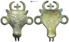 Fragment of Byzantine horse harness. consecrate the cross within the horns of the bull. It is quite large and impressive. 4th 5th century AD (123.8gr ...