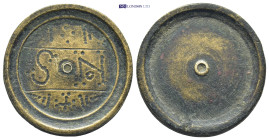 BYZANTINE WEIGHTS. Round 1 Uncia. Obv: Cross above N S. Rev: Blank. (27mm, 27.0 g)