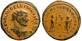 Diocletian, 284-305. Antoninianus (bronze, Antioch. IMP C C VAL DIOCLETIANVS P F AVG

22mm 4,15g