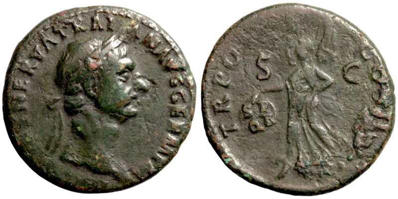 Trajan (98-117). AE As, 101-102 AD. Obv. IMP CAES NERVA TRAIAN AVG GERM PM. Rev....