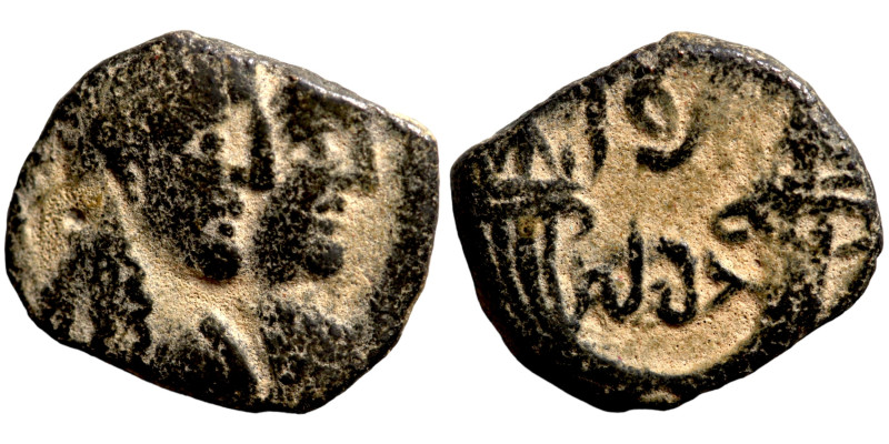 KINGS OF NABATEA Aretas IV 9 BC-40 AD with Shaqilath I AE Petra 

15mm 2,87g