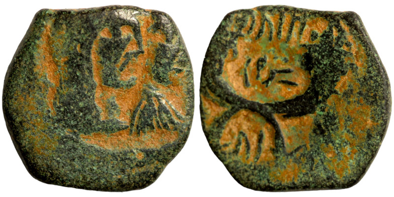 KINGS OF NABATEA Aretas IV 9 BC-40 AD with Shaqilath I AE Petra 

16mm 3,00g