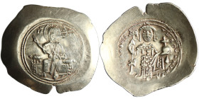 Byzantine: Nicephorus III (1078-1081), gold/electrum histamenon nomisma (4.36g), Constantinople mint, 1078-1081 CE. Christ seated on throne, raising h...