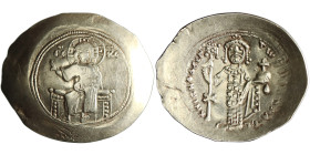 Byzantine: Nicephorus III (1078-1081), gold/electrum histamenon nomisma (3.59g), Constantinople mint, 1078-1081 CE. Christ seated on throne, raising h...