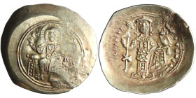 Byzantine: Nicephorus III (1078-1081), gold/electrum histamenon nomisma (3.61g), Constantinople mint, 1078-1081 CE. Christ seated on throne, raising h...