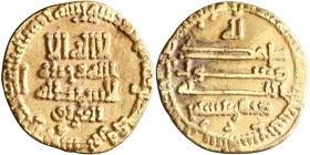 Abbasid: al-Ma'mun (810-833), gold dinar (4.15g), al-'Iraq mint, AH 199. Mint name in lower obverse field and citing vizier Dhu'l-Ri'asatayn. A-222.12...