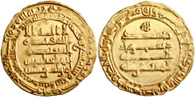 Abbasid: al-Muqtadir (908-932), gold dinar (3.74g), Madinat al-Salam (Baghdad) mint, AH 309. Citing heir Abu al-'Abbas. A-245.2. Superb example, uncir...
