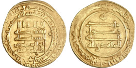 Abbasid: al-Muqtadir (908-932), gold dinar (4.49g), al-Ahwaz mint, AH 316. Citing heir Abu al-'Abbas. A-245.2. Lovely strike, extremely fine. 

Esti...