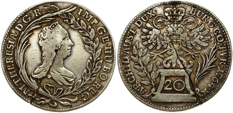 Holy Roman Empire. Maria Theresia (1740-1780). 20 Kreuzer 1764, Vienna. Silver 6...