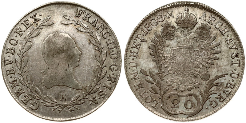 Holy Roman Empire. Franz II (1792-1835). 20 Kreuzer 1803 B. Silver 6.57 g. KM 21...