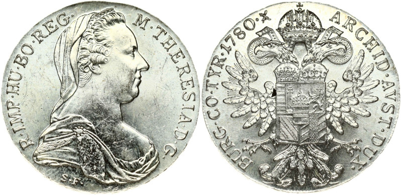 Austria. Maria Theresia Taler 1780 SF Restrike (after 1986).Silver. T4.