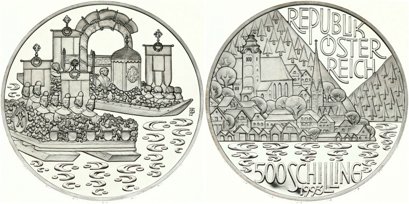 Austria. 500 Schilling 1993 Hallstatt and Lakes region. Silver .925, 24 g. KM-30...