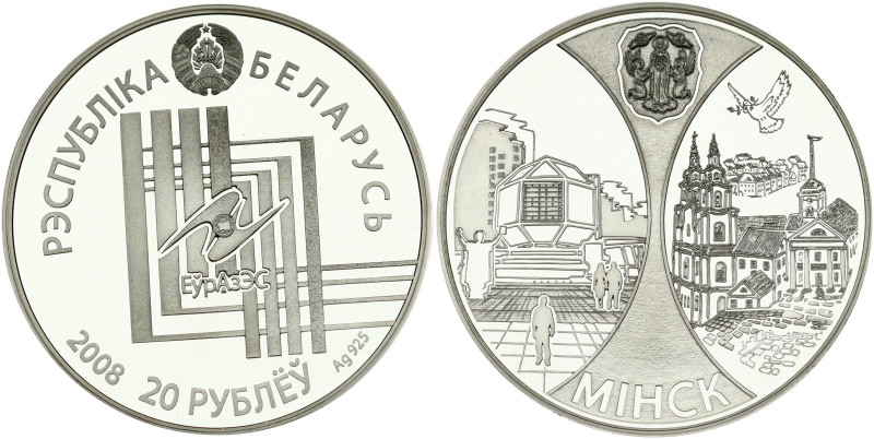 Belarus. 20 Roubles 2008 Minsk. Capitals of EurAsEC Countries. Mintage 7000 pcs....