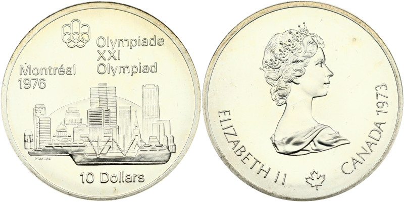 Canada. Elizabeth II (1952-2022). 10 Dollars 1973 Montreal Skyline. 1976 Olympic...