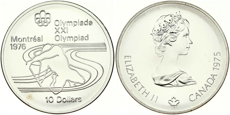 Canada 10 Dollars 1975 Canoeing. Elizabeth II (1952-2022). 1976 Olympics Montrea...