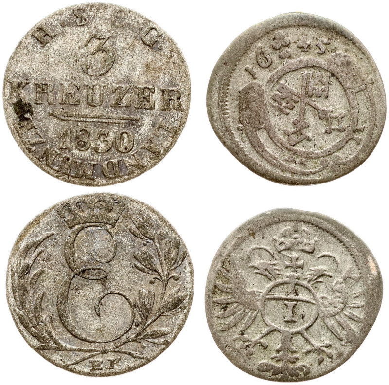 Germany, Regensburg. 1 Kreuzer 1645 & Saxe-Coburg and Gotha 1830 EK. Billon, tot...