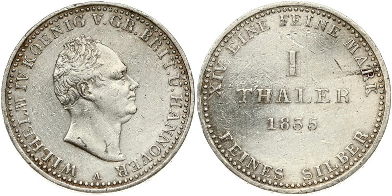 Germany, Hannover. William IV (1830-1837). Taler 1835 A. Silver 16.65 g. KM 165,...