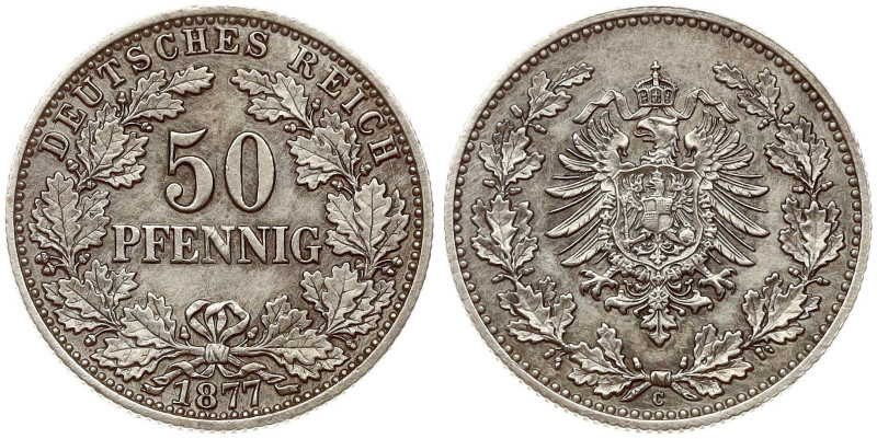 Germany. Wilhelm I (1871-1888). 50 Pfennig 1877 C. Silver 2.75 g. KM 8.