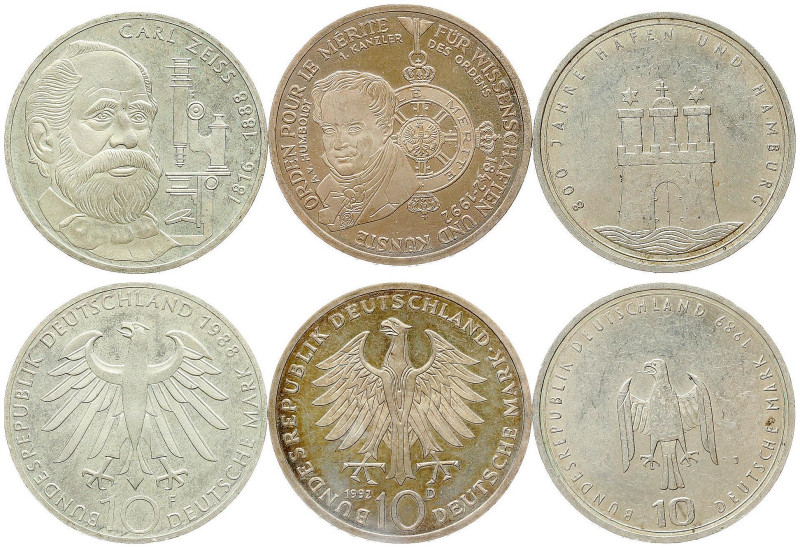 Germany, Federal Republic. 10 Mark 1988-1992. Commemorative issue. Silver .625, ...