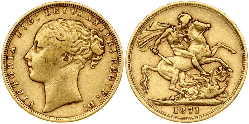 Great Britain. Victoria (1837-1901). Sovereign 1871. Gold .916, 7.89 g. KM 752, ...