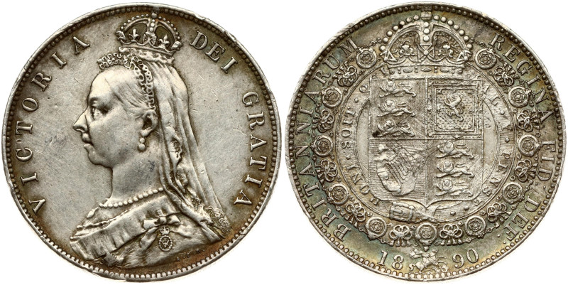 Great Britain. Victoria (1837-1901). 1/2 Crown 1890. Silver 13.99 g. Patina. KM ...