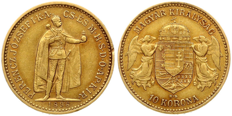 Hungary. Franz Joseph I (1848-1916). 10 Korona 1898 KB. Gold 3.36 g. KM 485.